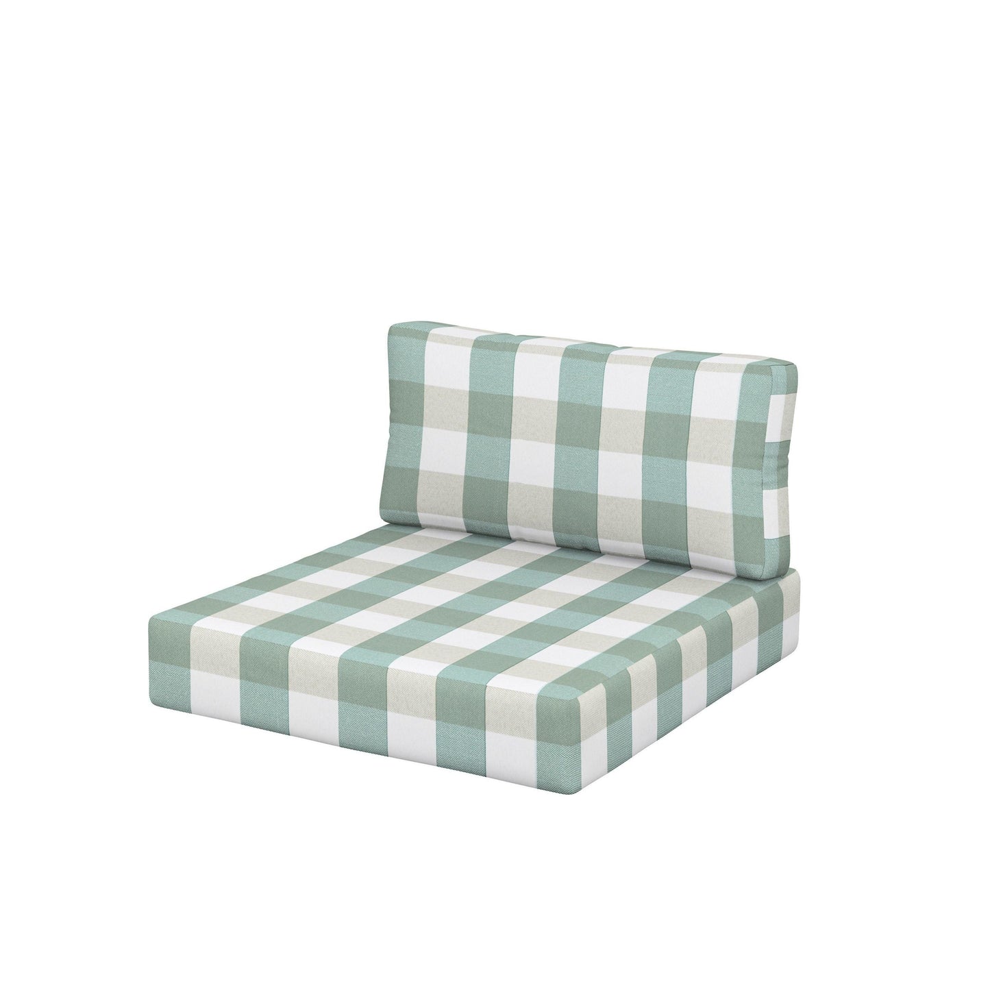 POLYWOOD Acadia Back/Seat Cushion Set — Buffalo Plaid Glacier Spa