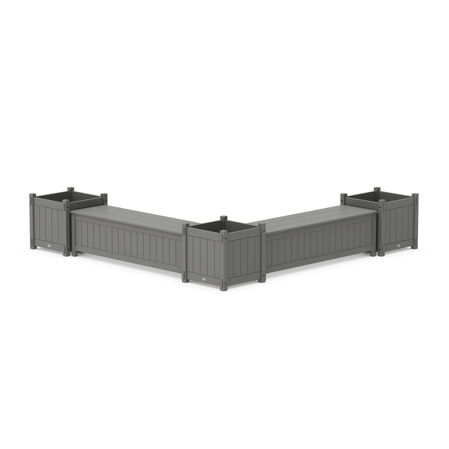 POLYWOOD 60" Vineyard Straight Double Planter Storage Bench Set- Large