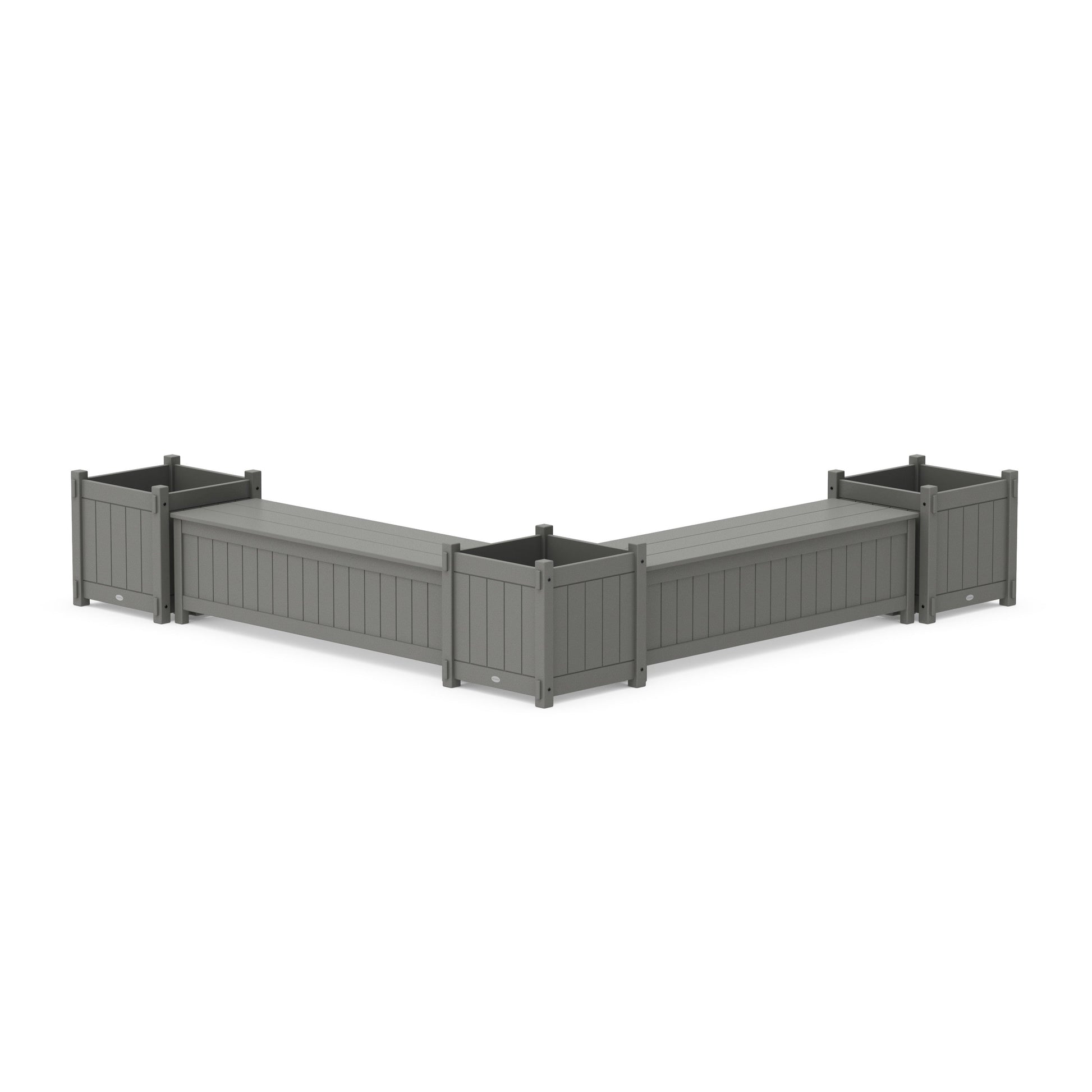 POLYWOOD 60" Vineyard Straight Double Planter Storage Bench Set- Large