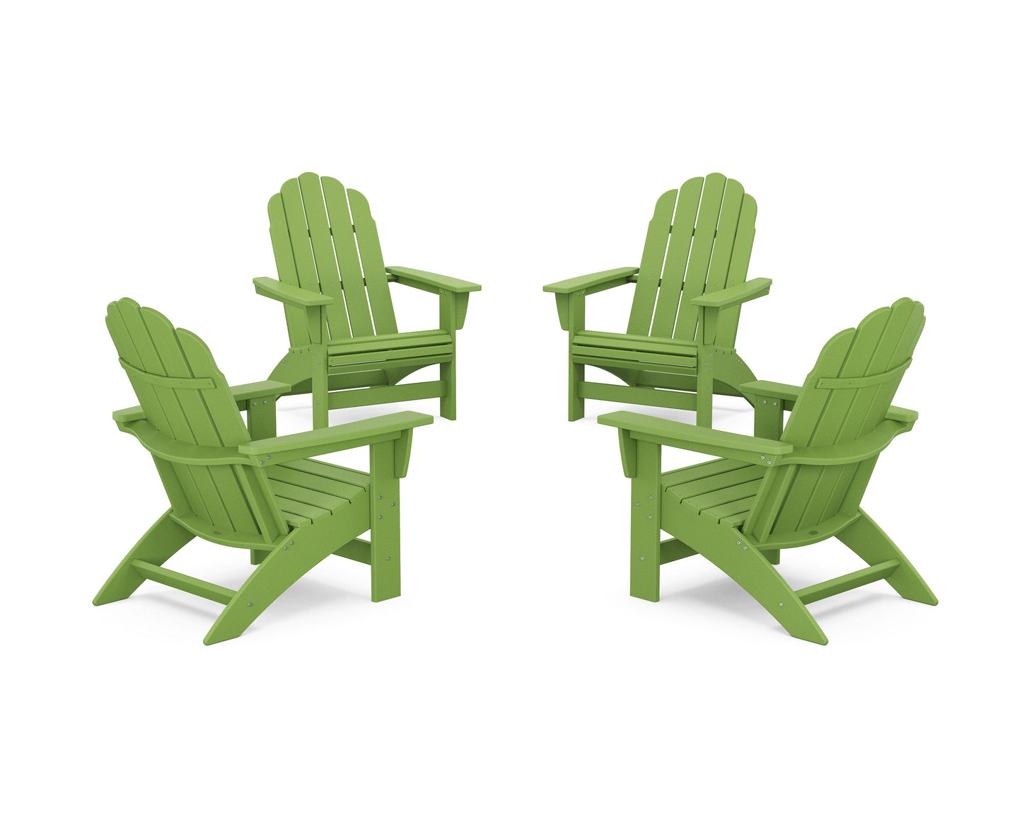 POLYWOOD 4-Piece Vineyard Grand Adirondack Chair Conversation Set — Lime