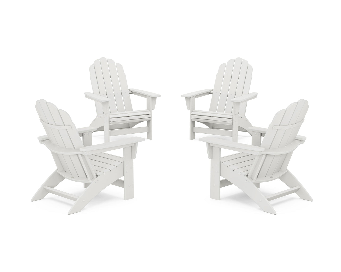 POLYWOOD 4-Piece Vineyard Grand Adirondack Chair Conversation Set — Vintage White
