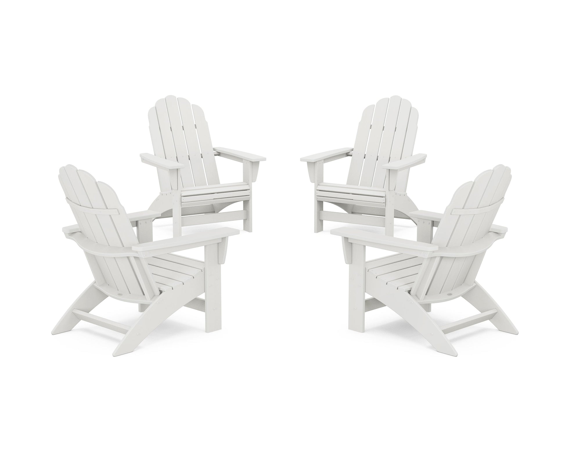 POLYWOOD 4-Piece Vineyard Grand Adirondack Chair Conversation Set — Vintage White