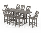 POLYWOOD Braxton 9-Piece Farmhouse Bar Set with Trestle Legs — Driftwood