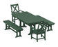 POLYWOOD Braxton 5-Piece Farmhouse Dining Set With Trestle Legs — Green