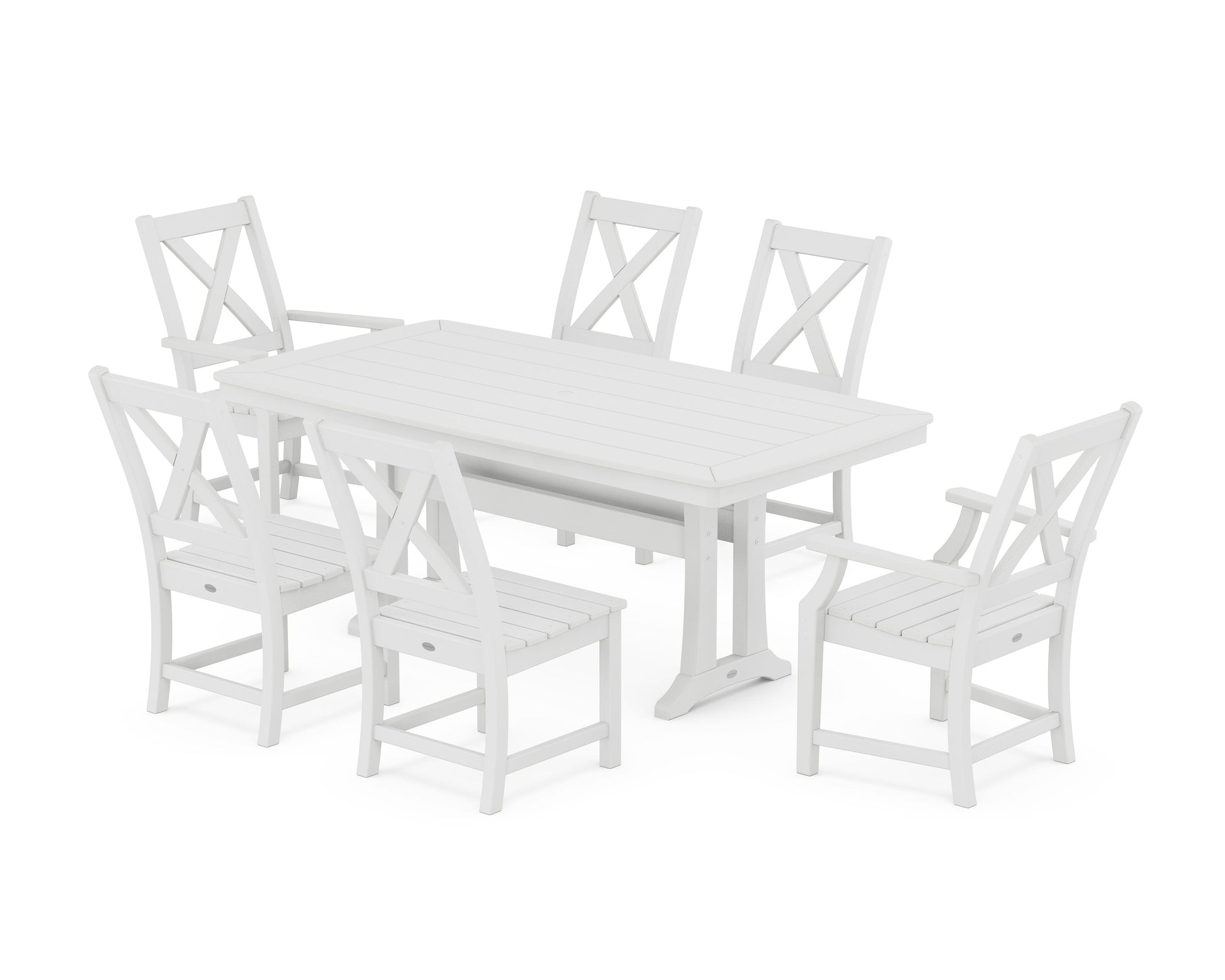 POLYWOOD Braxton 7-Piece Dining Set with Trestle Legs — White