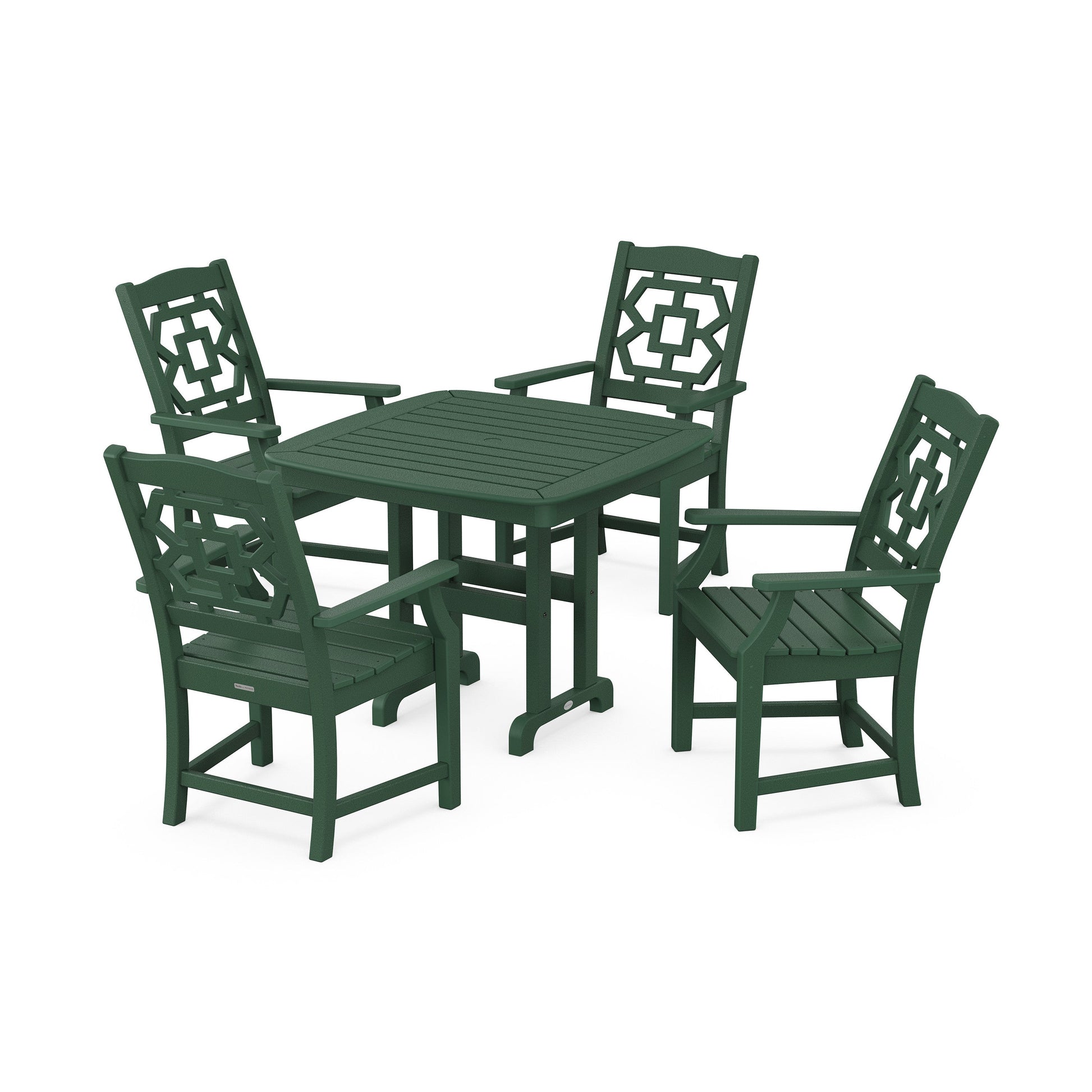 POLYWOOD Chinoiserie 5-Piece Dining Set — Green