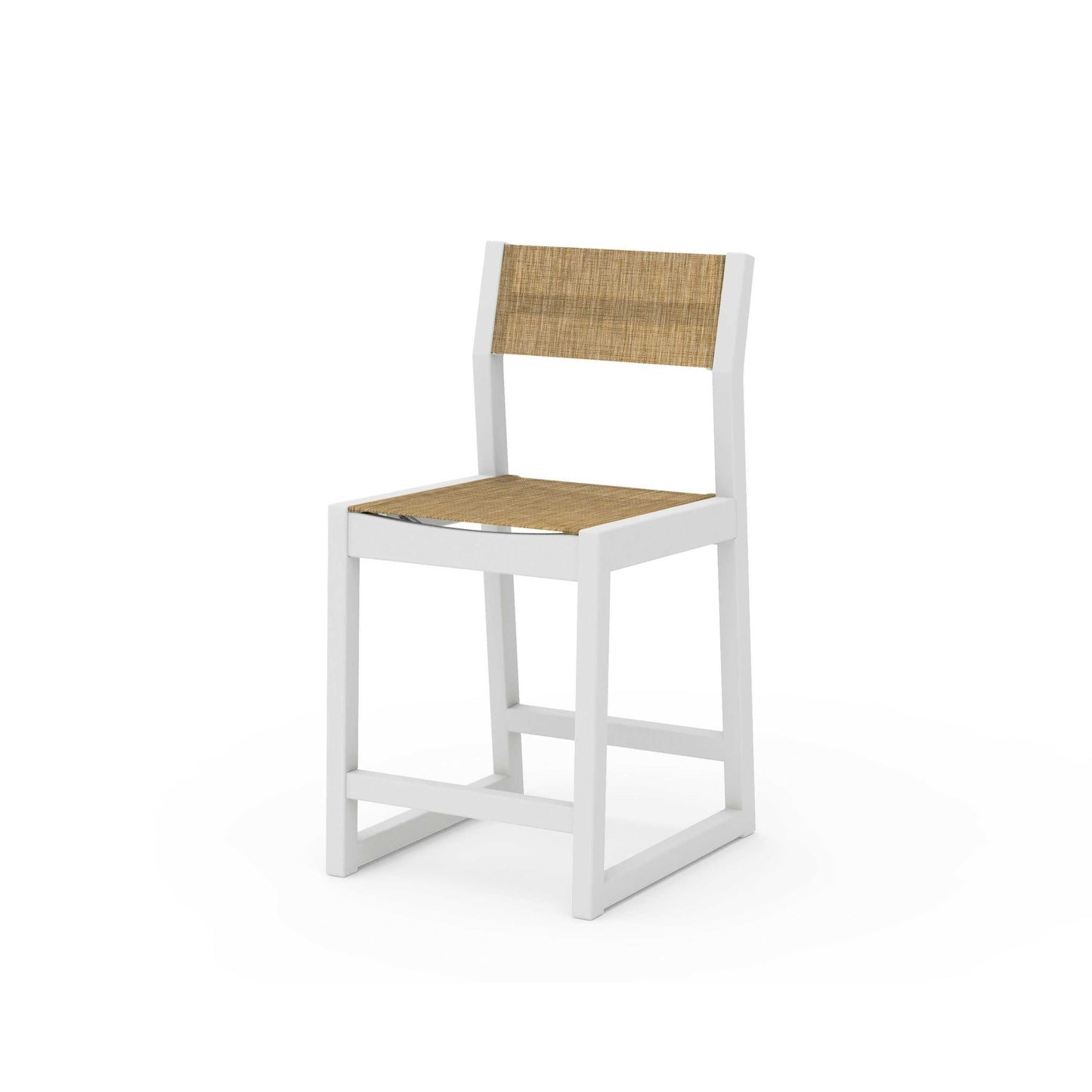 POLYWOOD EDGE Sling Counter Side Chair — Vintage White / Burlap Sling