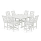 POLYWOOD Chinoiserie 9-Piece Square Farmhouse Counter Set with Trestle Legs — Vintage White