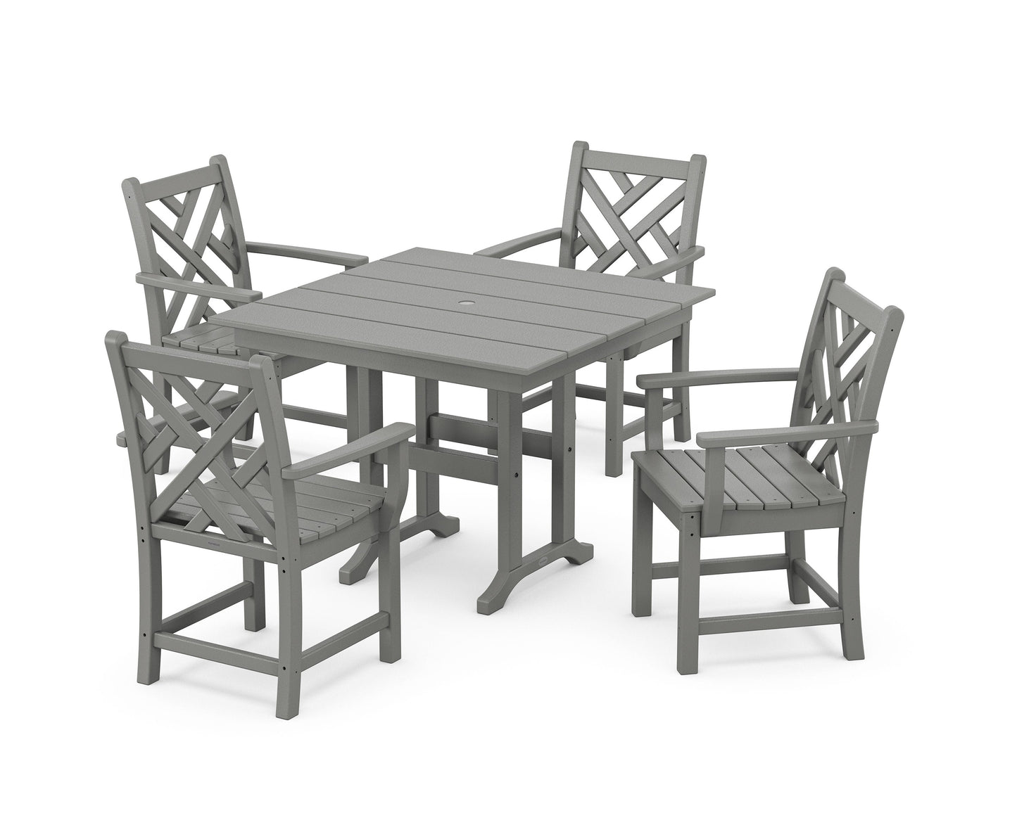 POLYWOOD Chippendale 5-Piece Farmhouse Dining Set — Slate Grey