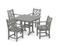 POLYWOOD Chippendale 5-Piece Farmhouse Dining Set — Slate Grey