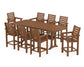 POLYWOOD Captain 9-Piece Counter Set with Trestle Legs — Teak