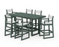 POLYWOOD EDGE Sling 7-Piece Bar Table Set — Green / White Sling