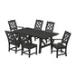 POLYWOOD Chinoiserie 7-Piece Rustic Farmhouse Dining Set — Black
