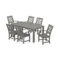 POLYWOOD Chinoiserie Arm Chair 7-Piece Parsons Dining Set — Slate Grey