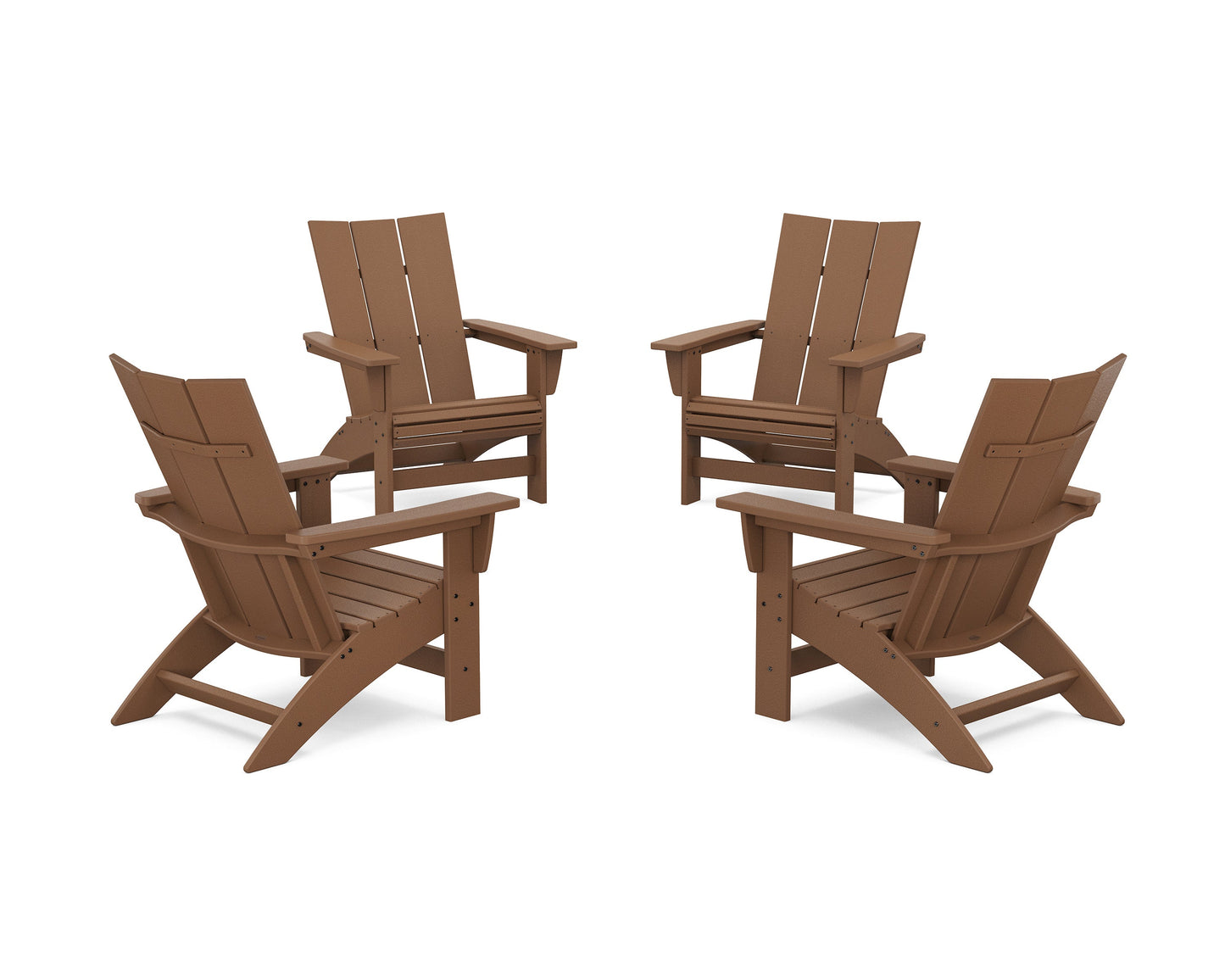 POLYWOOD 4-Piece Modern Grand Adirondack Chair Conversation Set — Teak