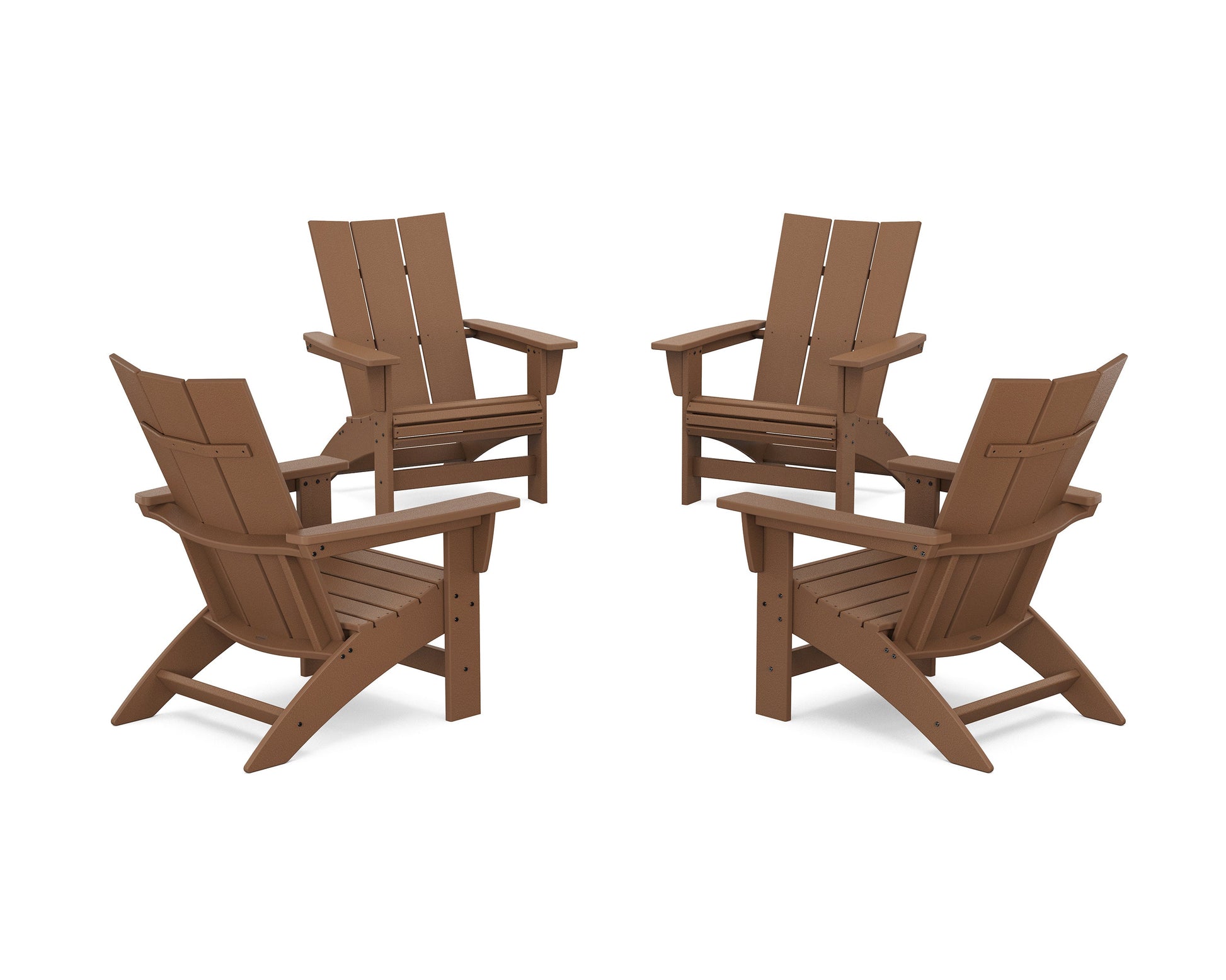 POLYWOOD 4-Piece Modern Grand Adirondack Chair Conversation Set — Teak