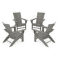 POLYWOOD 4-Piece Modern Curveback Adirondack Conversation Set — Slate Grey