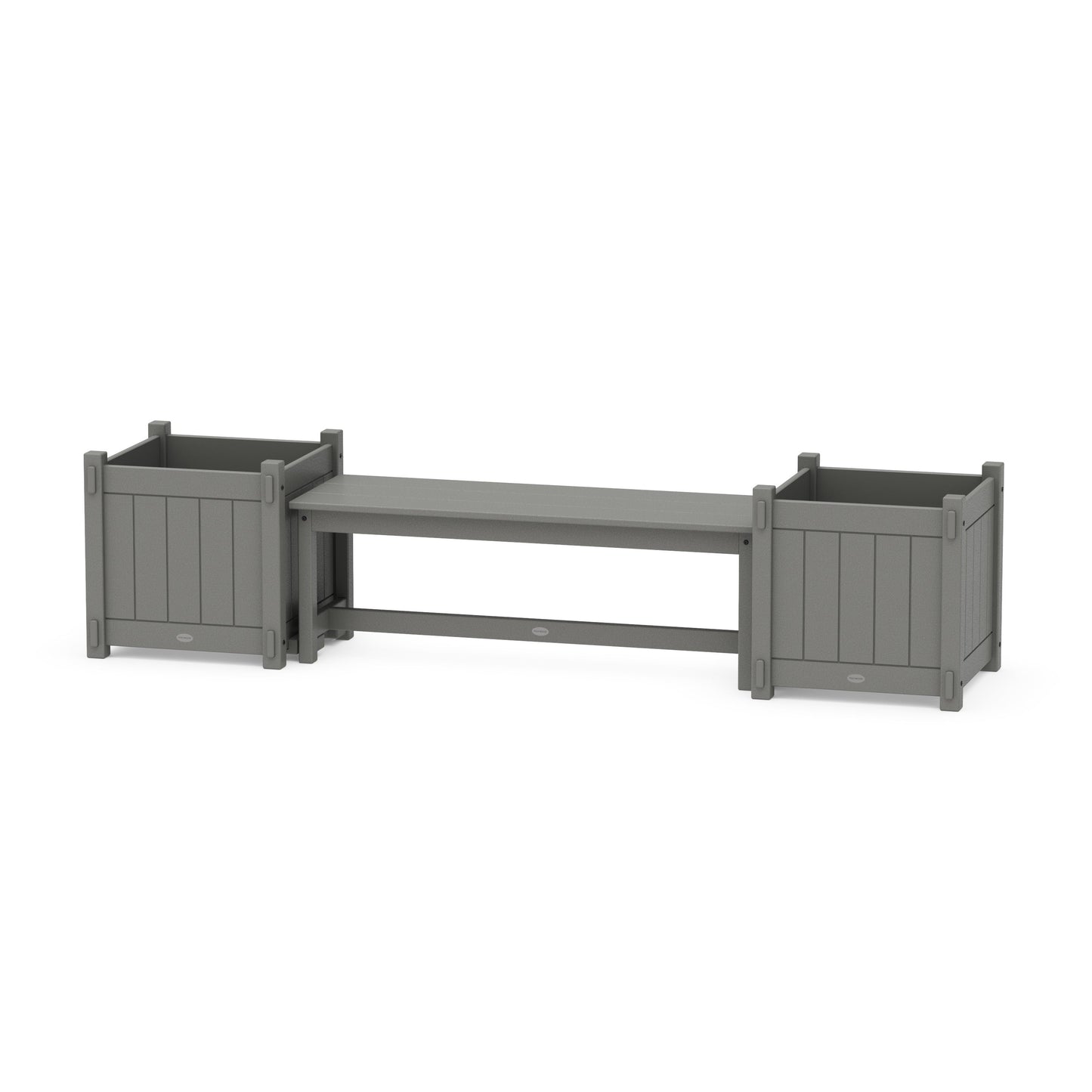 POLYWOOD 48" Vineyard Straight Planter Bench Set - Large — Slate Grey