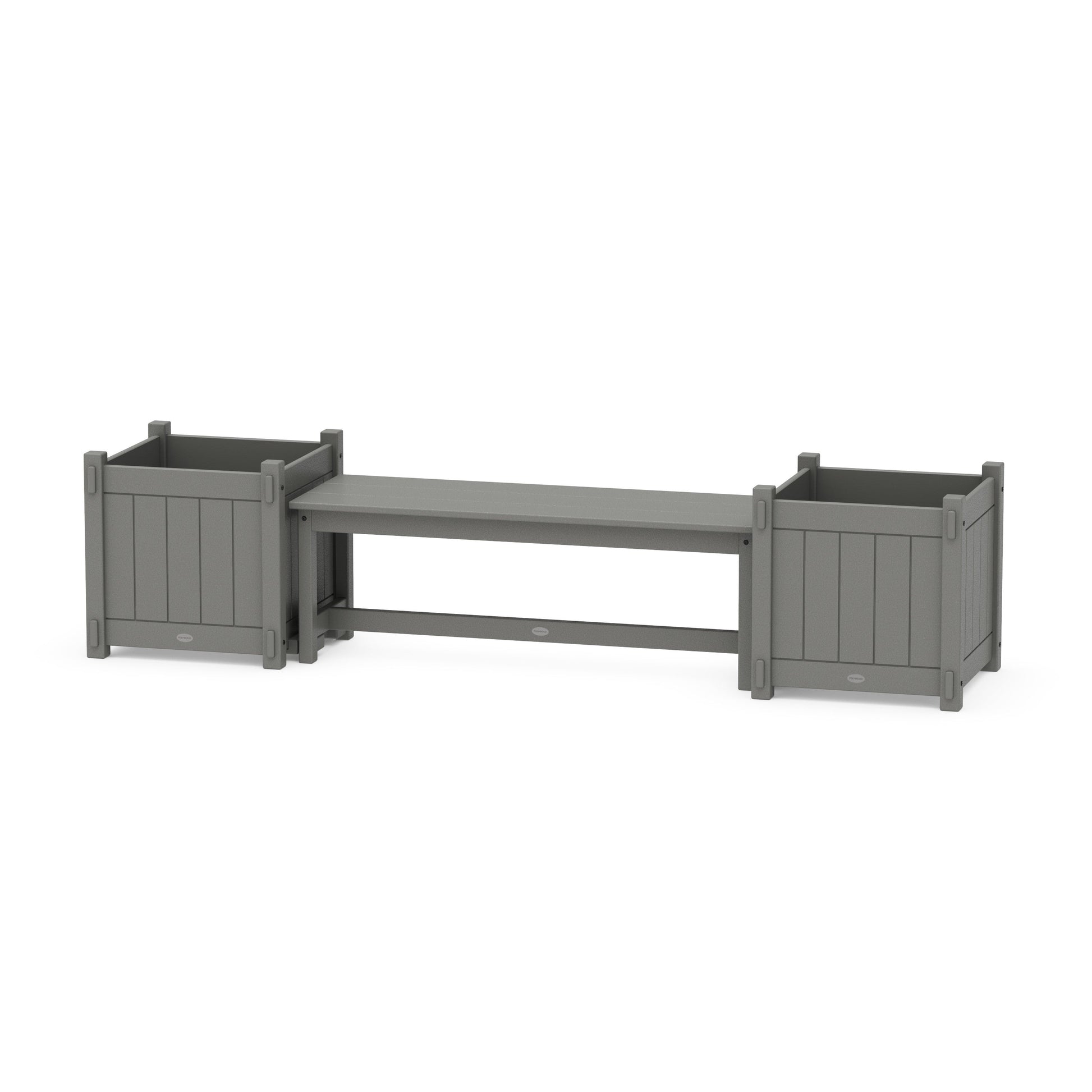 POLYWOOD 48" Vineyard Straight Planter Bench Set - Large — Slate Grey