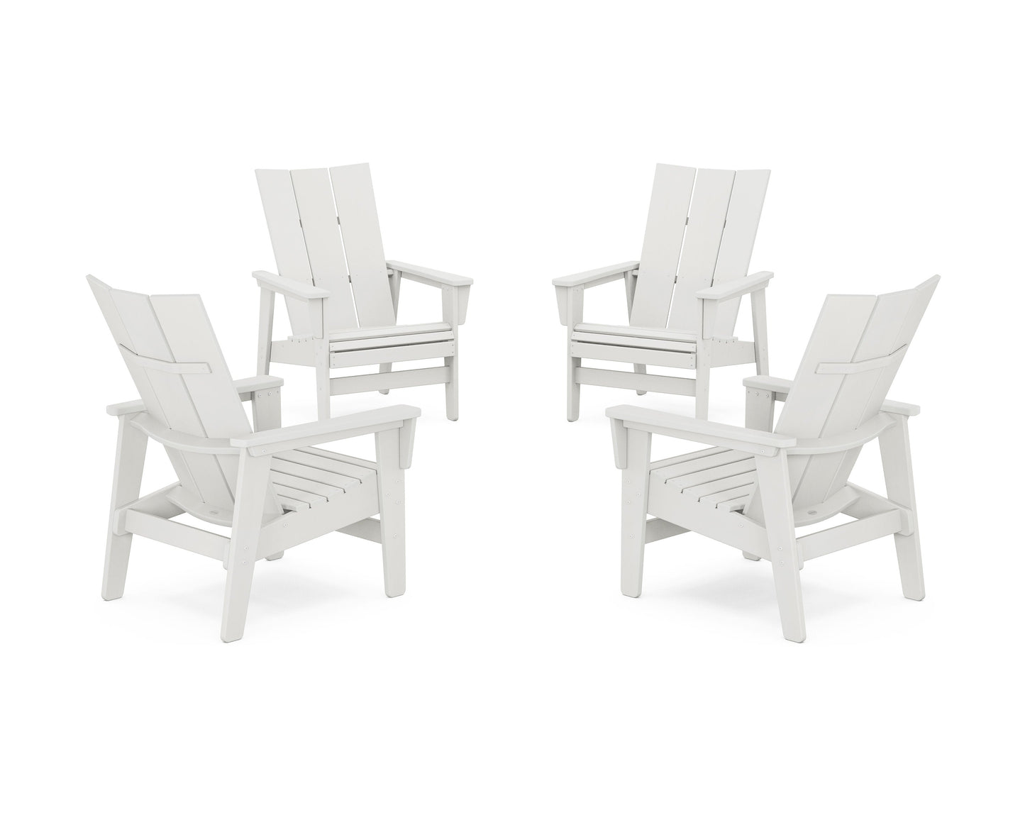 POLYWOOD 4-Piece Modern Grand Upright Adirondack Chair Conversation Set — Vintage White