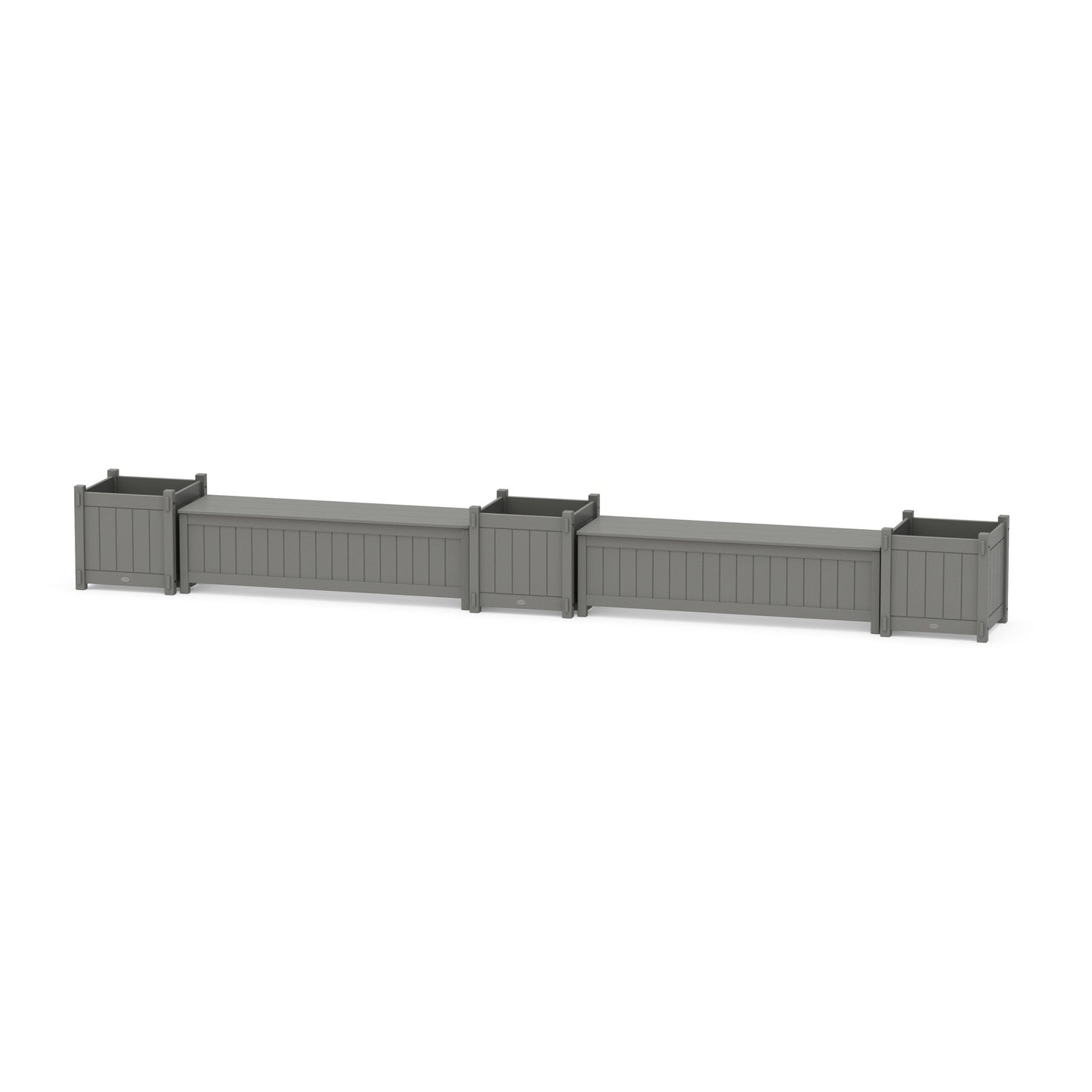 POLYWOOD 60" Vineyard Straight Double Planter Storage Bench Set- Large — Slate Grey