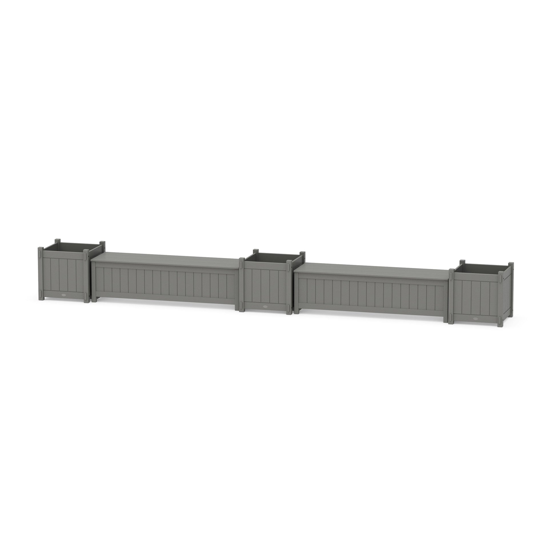 POLYWOOD 60" Vineyard Straight Double Planter Storage Bench Set- Large — Slate Grey