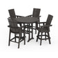 POLYWOOD Modern Adirondack 5-Piece Nautical Trestle Round Bar Set with Swivels — Vintage Coffee