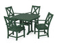 POLYWOOD Braxton 5-Piece Dining Set with Trestle Legs — Green