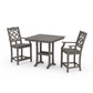 POLYWOOD Chinoiserie 3-Piece Farmhouse Counter Set with Trestle Legs — Driftwood