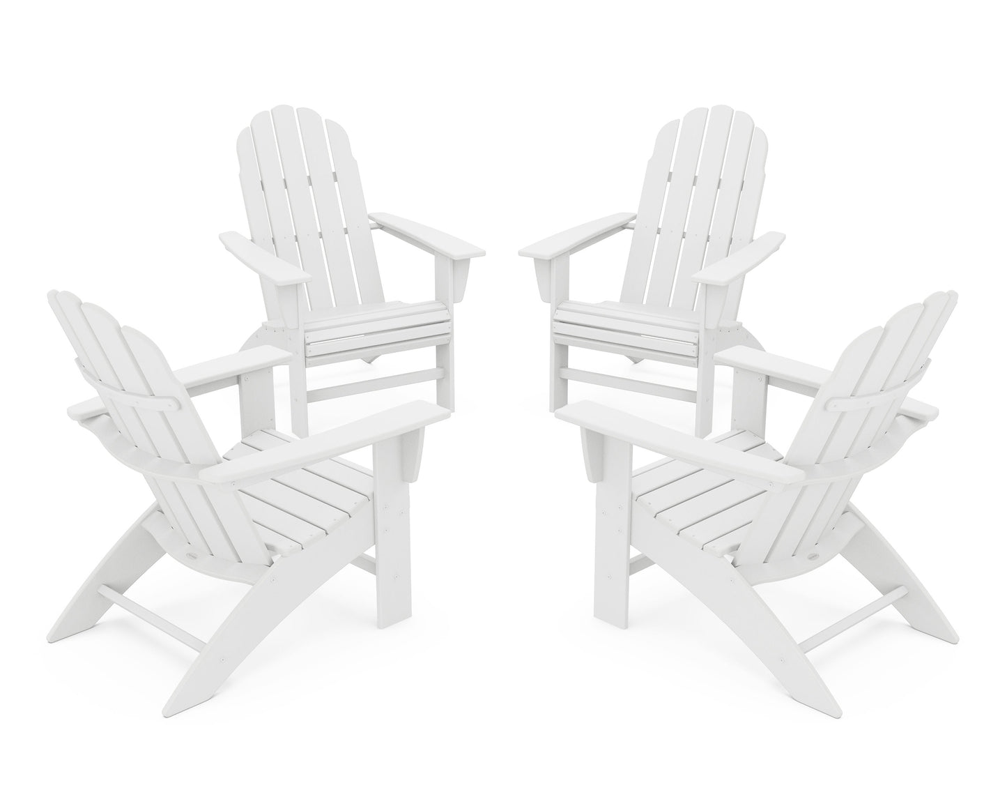 POLYWOOD 4-Piece Vineyard Curveback Adirondack Chair Conversation Set — White