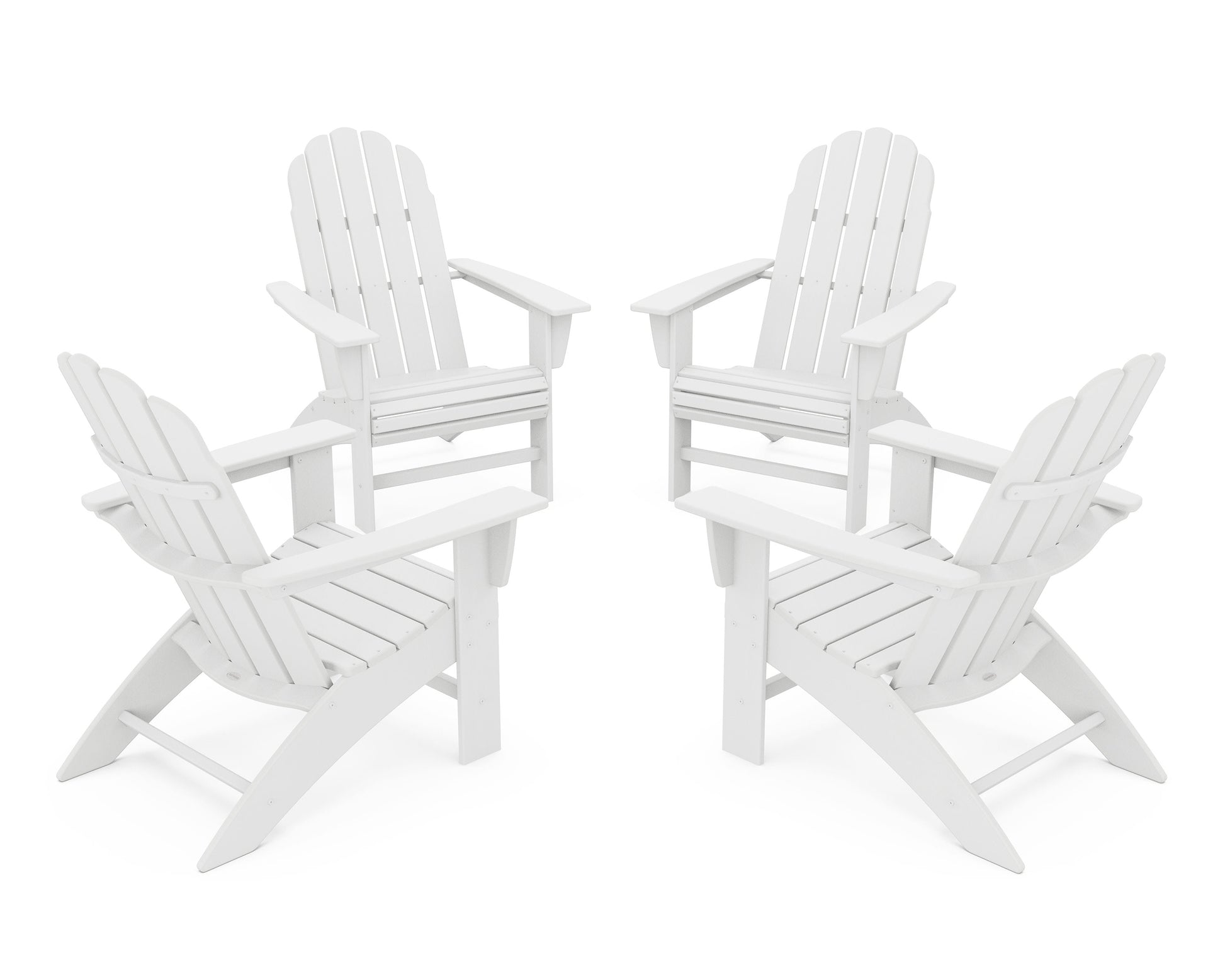 POLYWOOD 4-Piece Vineyard Curveback Adirondack Chair Conversation Set — White