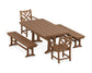 POLYWOOD Chippendale 5-Piece Farmhouse Dining Set With Trestle Legs — Teak