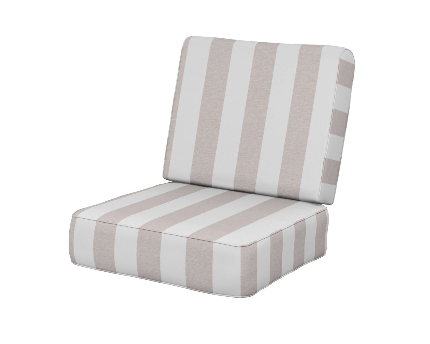 POLYWOOD Ateeva Harbour Seat and Back Cushion — Cabana Stripe Dune Burlap