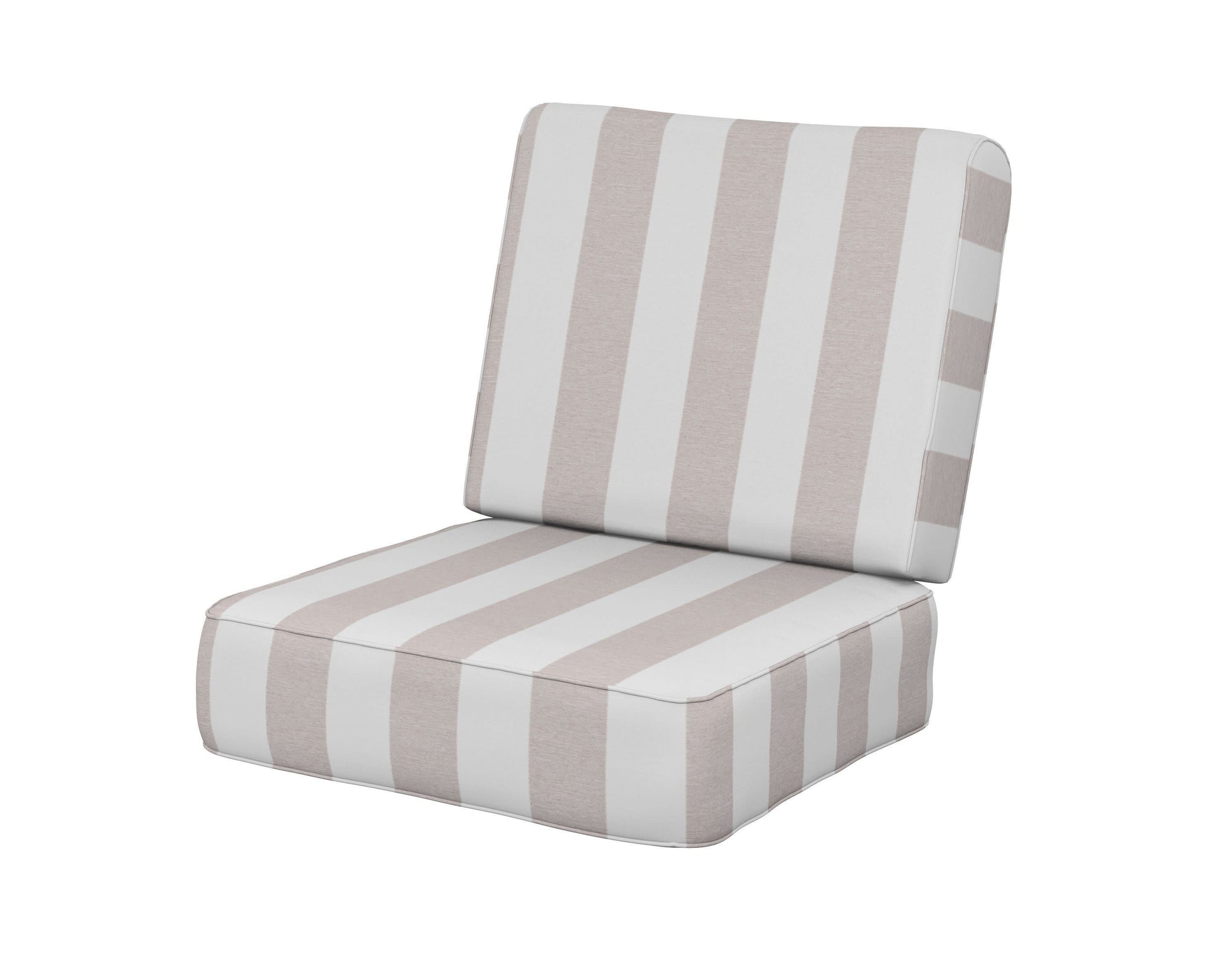 POLYWOOD Ateeva Harbour Seat and Back Cushion — Cabana Stripe Dune Burlap