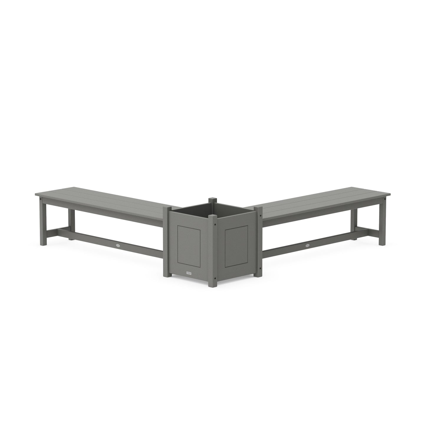 POLYWOOD 60" Country Living L- Shaped Planter Bench Set- Large — Slate Grey
