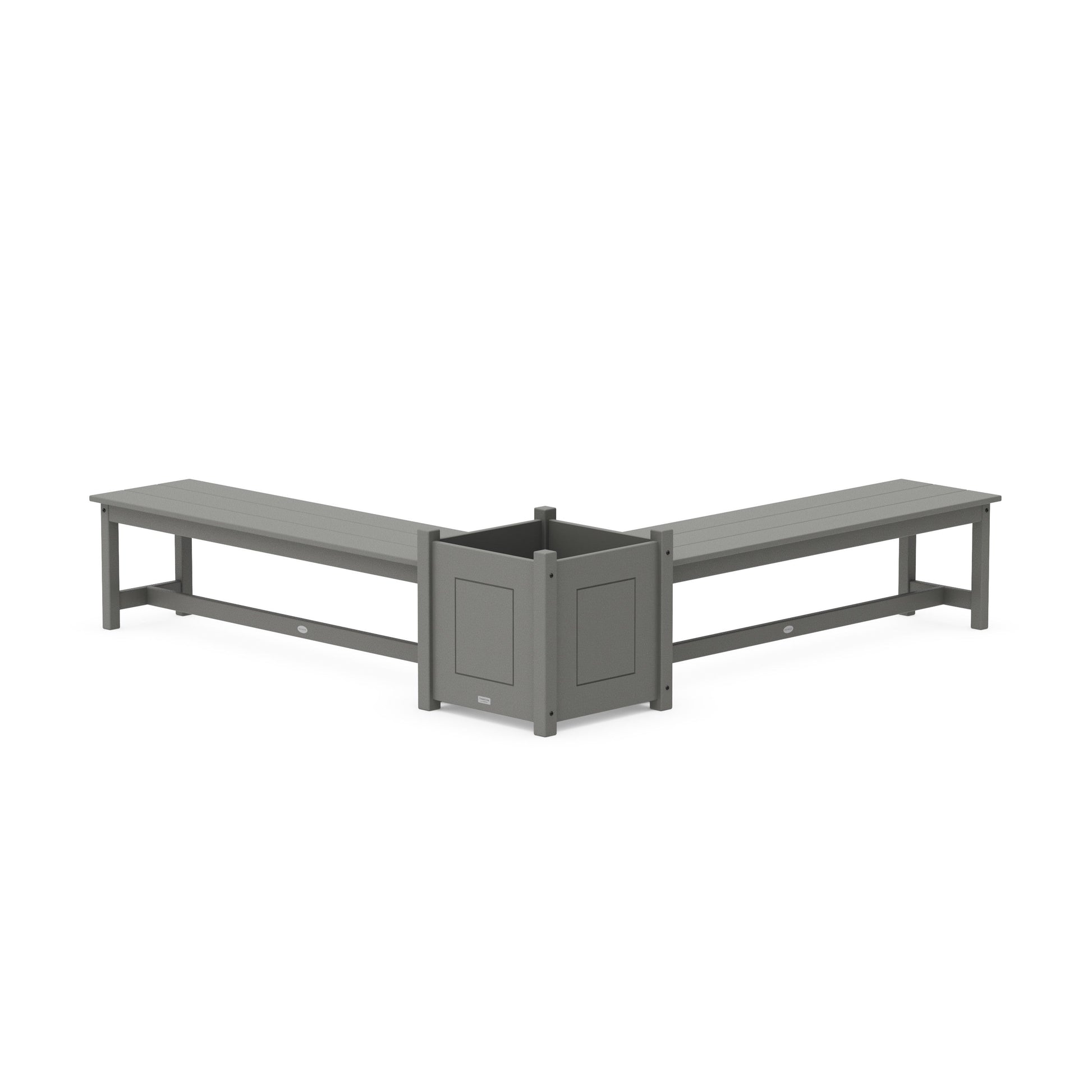 POLYWOOD 60" Country Living L- Shaped Planter Bench Set- Large — Slate Grey