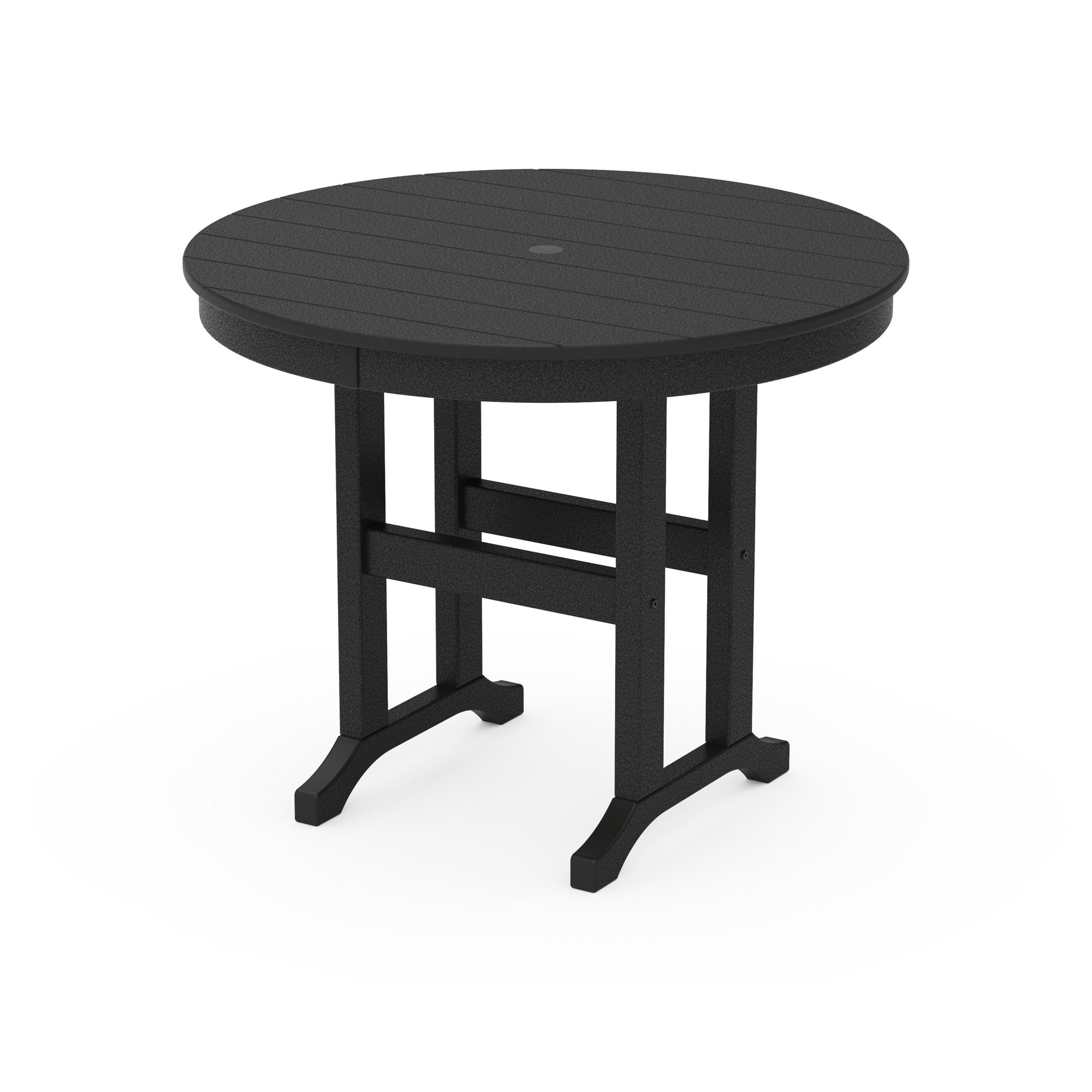 POLYWOOD 36" Round Farmhouse Dining Table — Black