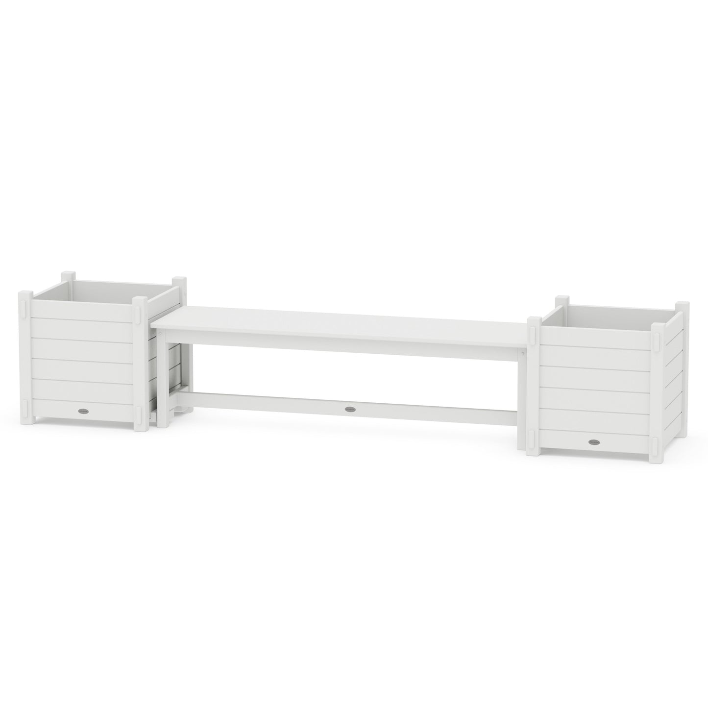 POLYWOOD 60" Nautical Straight Planter Bench Set - Large — White