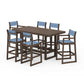 POLYWOOD EDGE Sling 7-Piece Bar Table Set — Kona / Poolside Sling