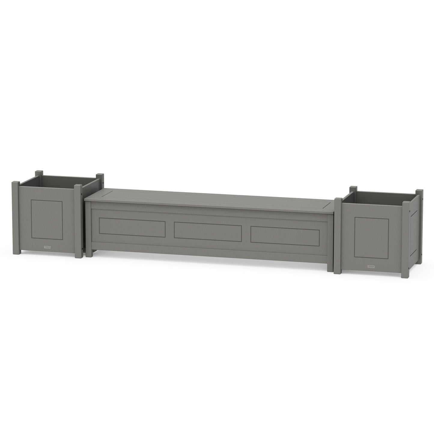 POLYWOOD 72" Country Living Straight Planter Storage Bench Set- Large — Slate Grey