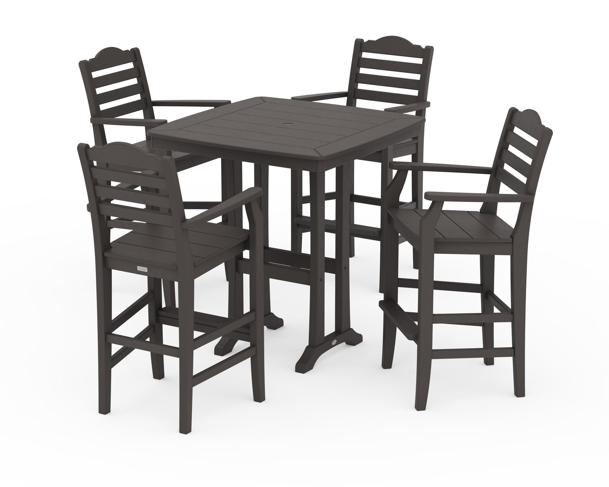 POLYWOOD Savannah 5-Piece Bar Set with Trestle Legs — Vintage Coffee
