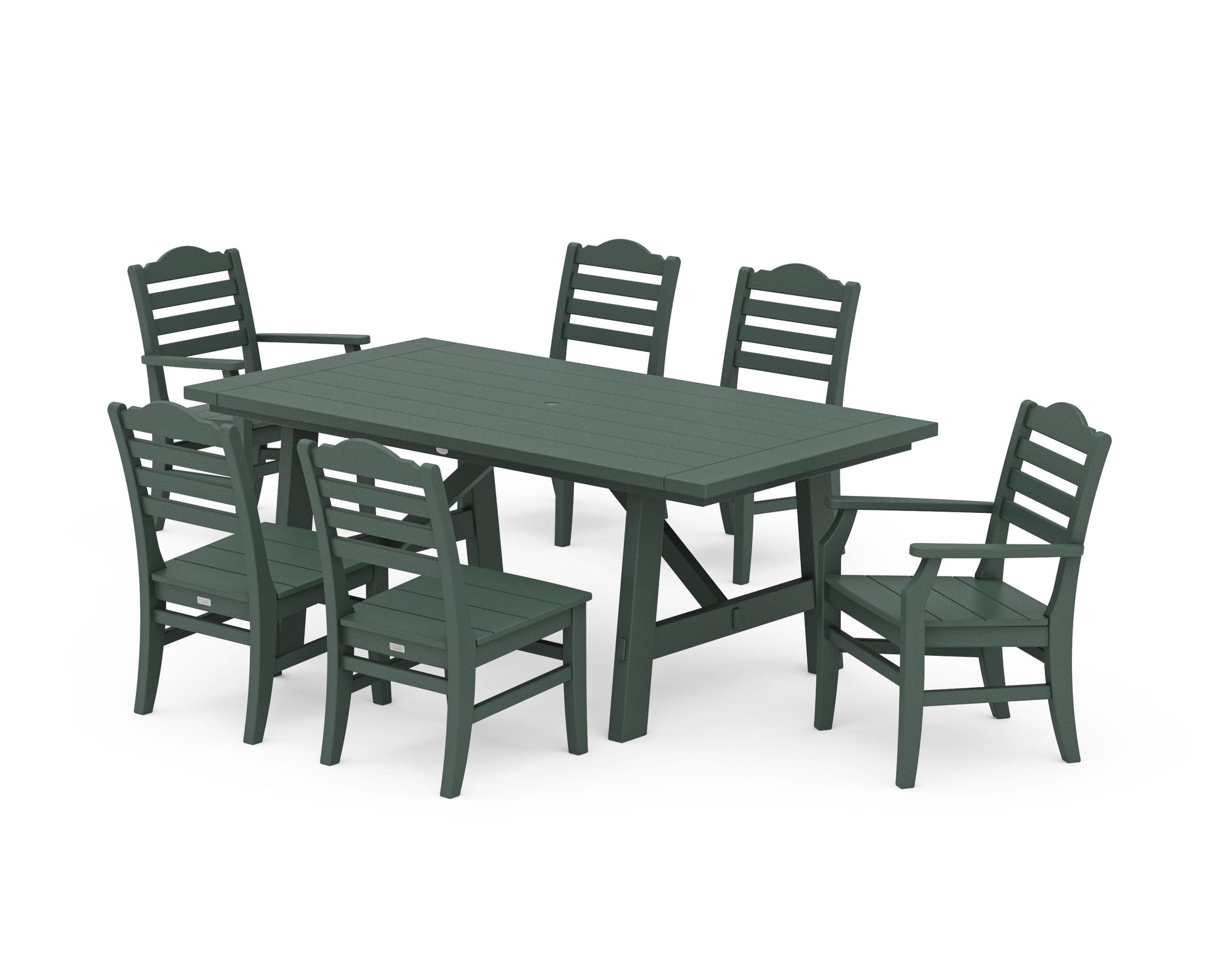 POLYWOOD Savannah 7-Piece Rustic Farmhouse Dining Set — Green