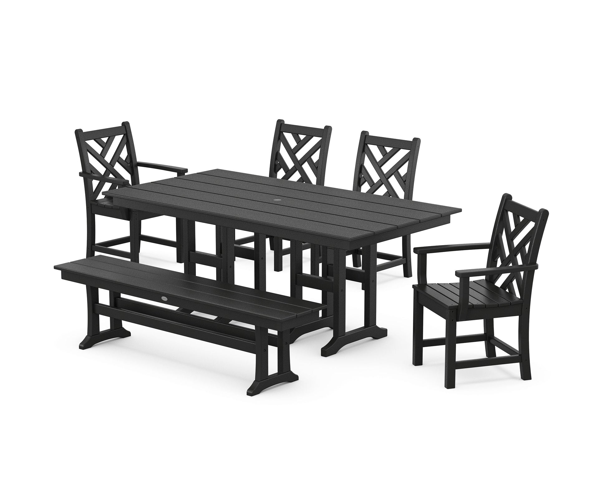 POLYWOOD Chippendale 6-Piece Farmhouse Dining Set — Black