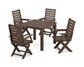 POLYWOOD Captain Folding Chair 5-Piece Parsons Dining Set — Mahogany