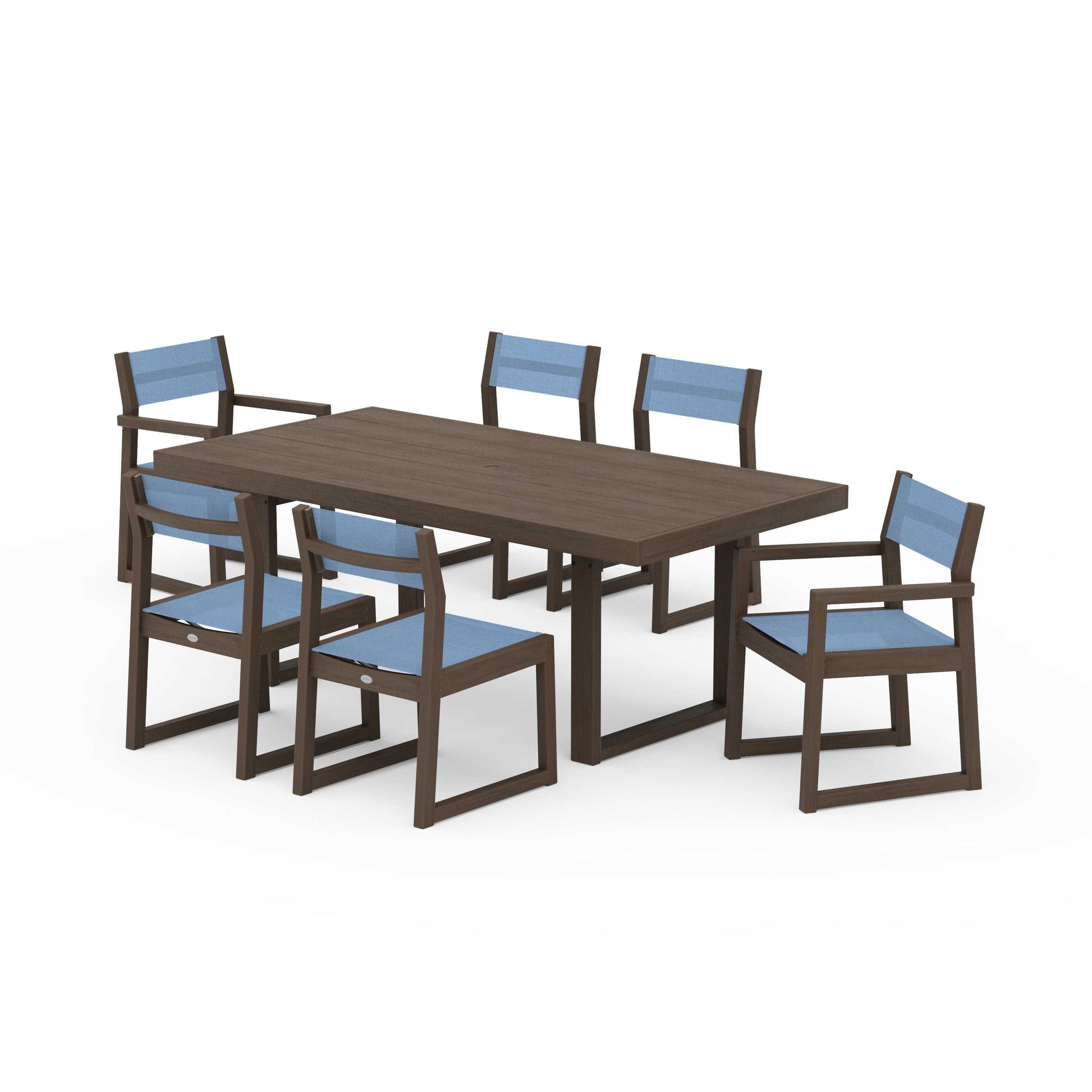 POLYWOOD EDGE Sling 7-Piece Dining Set — Kona / Poolside Sling