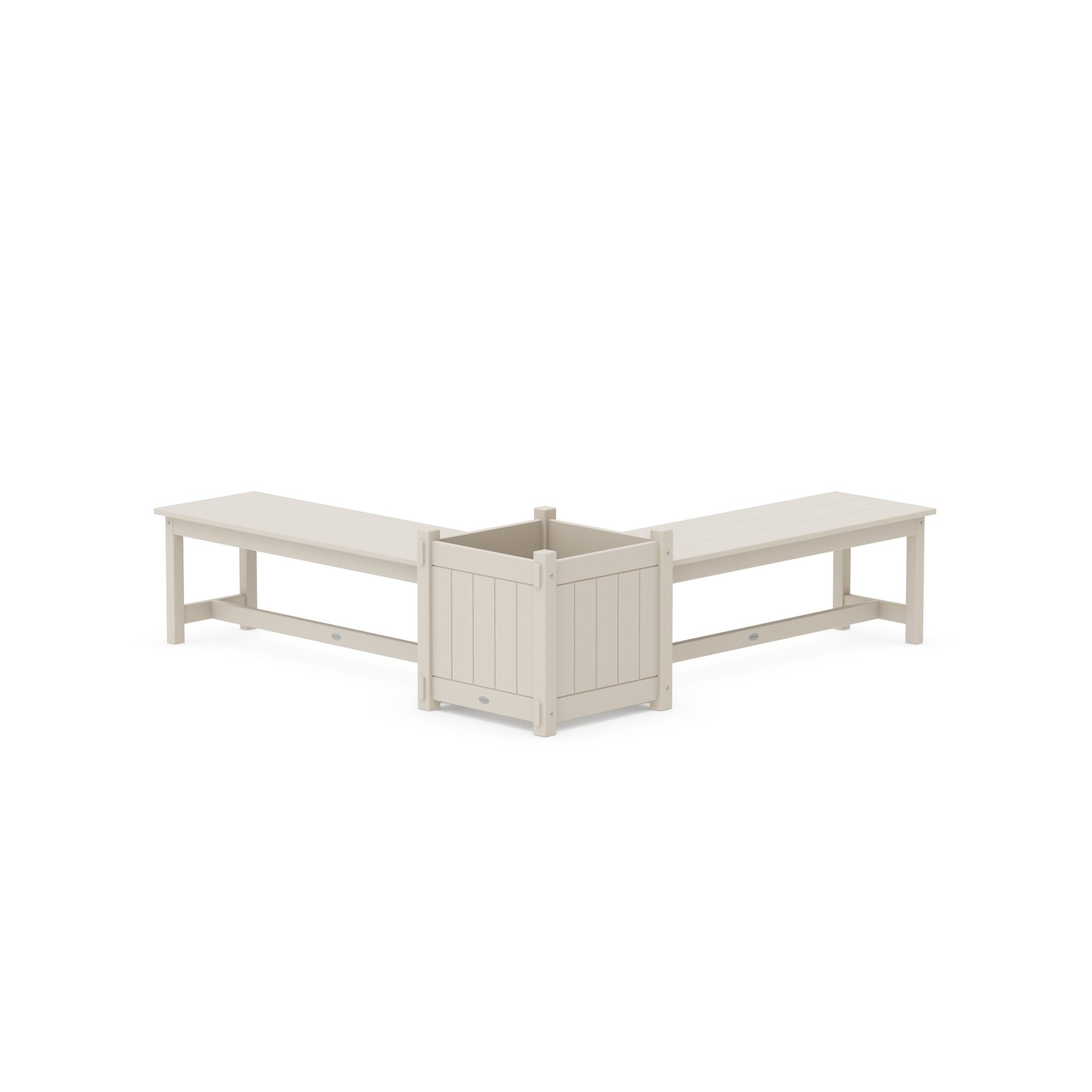 POLYWOOD 48" Vineyard L- Shaped Planter Bench Set- Large — Sand