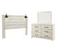 Cambeck  Panel Headboard With Mirrored Dresser