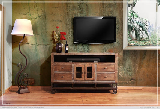 76" TV Stand w/2 Glass doors, 6 Drawers