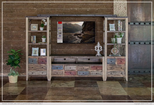 Antique Multi-color, 8 Drawer TV-Stand