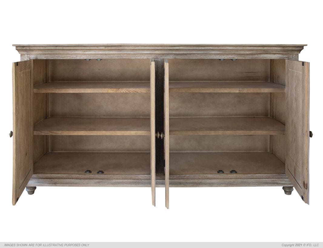 4 Doors Console, Two fixed shelves, Drift Sand finish